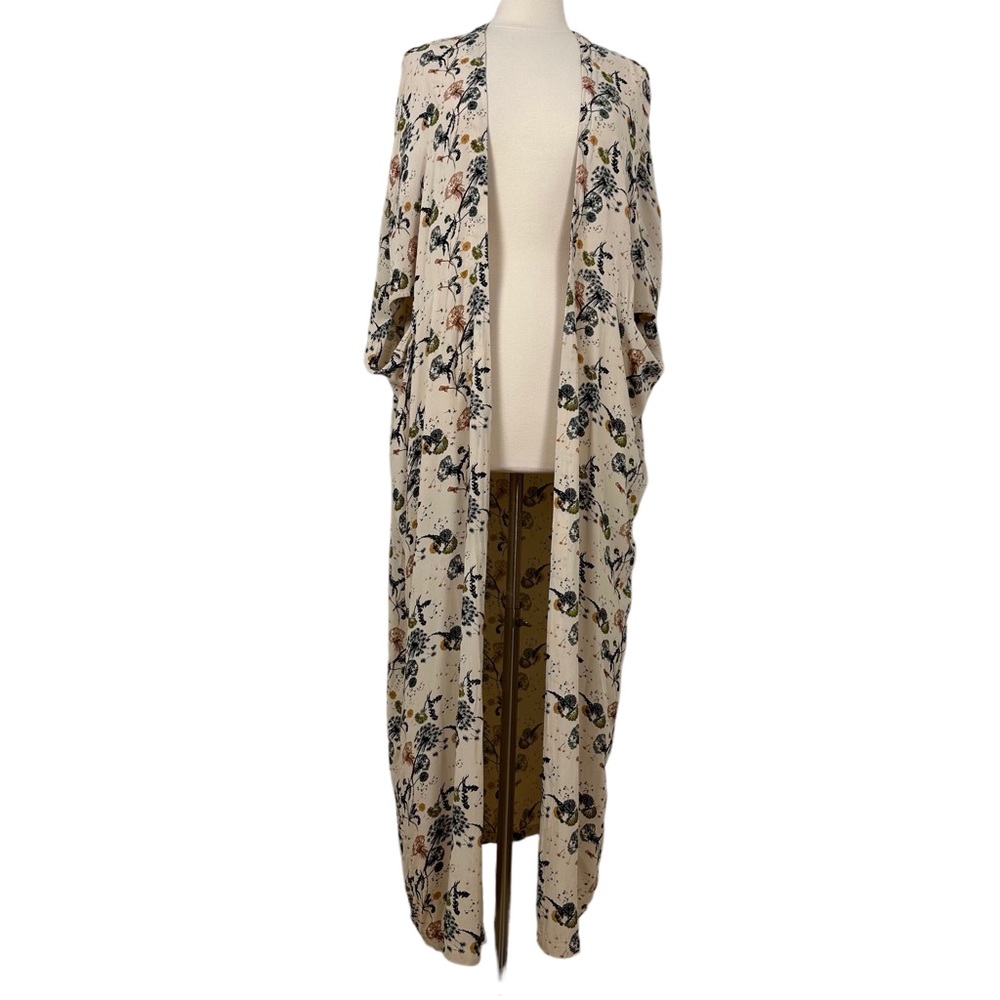 Anthropologie Bel Kazan Sadie Dandelion Ivory Floral Kimono Duster One Size